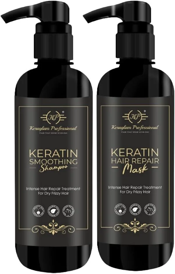 شامپو صاف کننده بدون سولفات حرفه ای کرگلام و ماسک ترمیم کننده مو