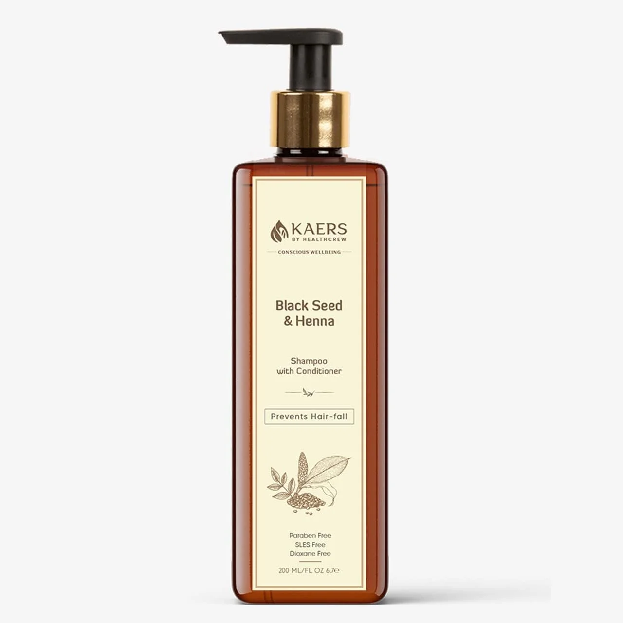 شامپو گیاهی کلونجی کرز بای هلث کرو، شامپو دانه سیاه و حنا به همراه نرم کننده، بدون پارابن، بدون SLES، بدون دی اکسان، مناسب برای انواع مو، موهای صاف، نرم و درخشان برای جلوه ای خیره کننده، 200 میلی لیتر، خاکستری