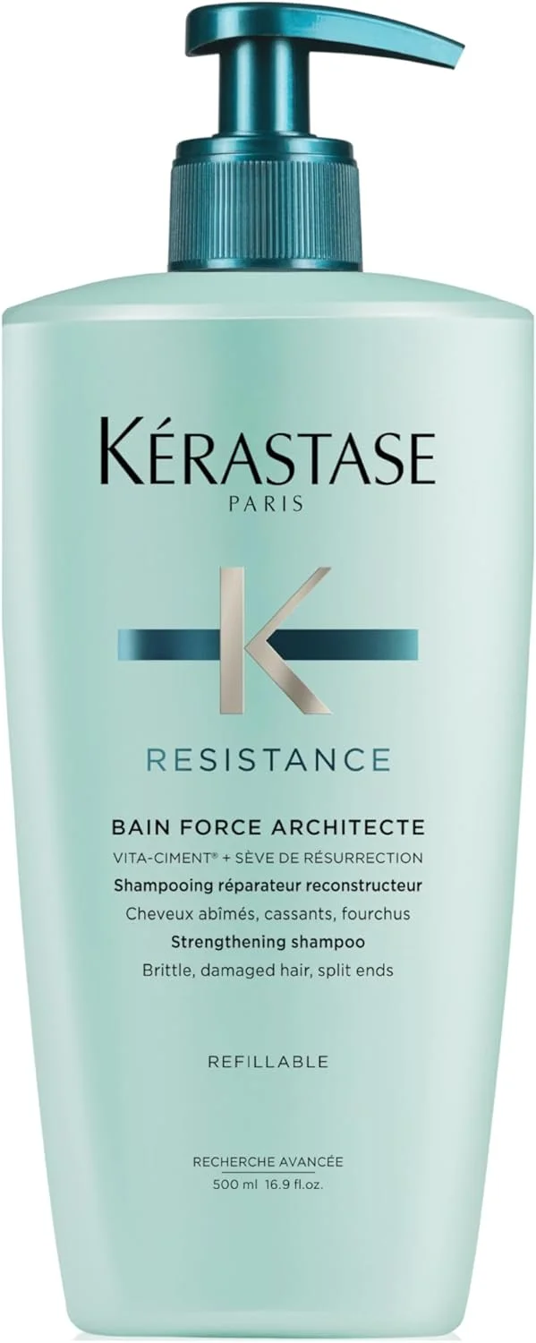 شامپو بازسازی کننده موهای ضعیف و آسیب دیده کراستاس مدل Resistance Bain Force Architecte حجم 500 میلی لیتر