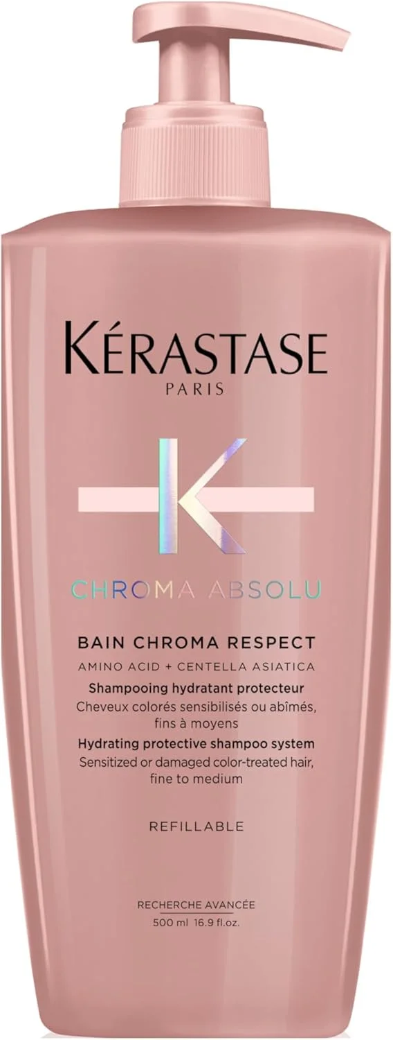 شامپو محافظت کننده و آبرسان موهای رنگ شده و آسیب دیده کراستاس Chroma Absolu Bain Chroma Respect - حجم 500 میلی لیتر