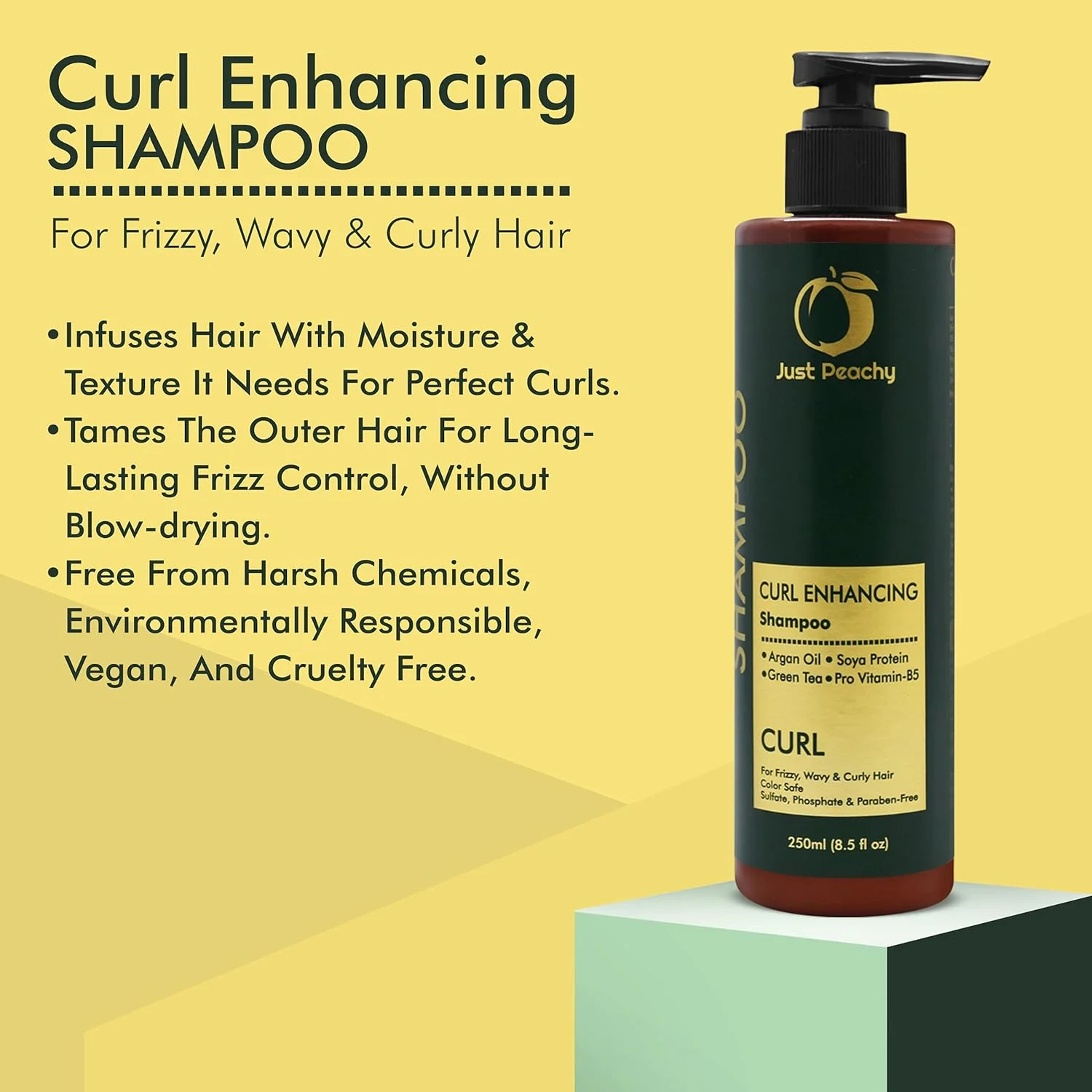 شامپو تقویت کننده فر مو جاست پیچی | روغن آرگان مراکشی؛ پروتئین سویا؛ چای سبز و پرو ویتامین B5 | محافظ رنگ مو | برای موهای وز، موج دار و فر | بدون سولفات، پارابن، فسفات | 100% وگان | 250 میلی لیتر شامپو تقویت کننده فر مو جاست پیچی | روغن آرگان مراکشی؛ پروتئین سویا؛ چای سبز و پرو ویتامین B5 | محافظ رنگ مو | برای موهای وز، موج دار و فر | بدون سولفات، پارابن، فسفات | 100% وگان | 250 میلی لیتر