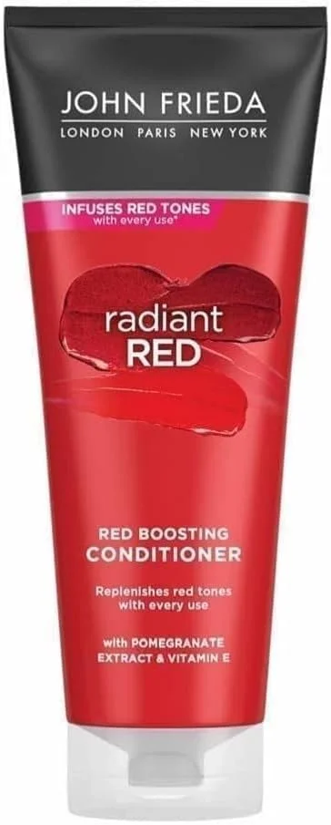 نرم کننده تقویت کننده رنگ قرمز مو جان فریدا مدل Radiant Red حجم 250 میلی لیتر، نرم کننده برای موهای قرمز، تقویت کننده رنگ و نرم کننده رسوب دهنده برای موهای قرمز