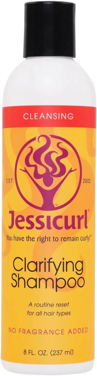 شامپو شفاف کننده Jessicurl، 236 میلی لیتر، بدون عطر افزوده، شروعی دوباره برای موهای موج دار، فر و وز