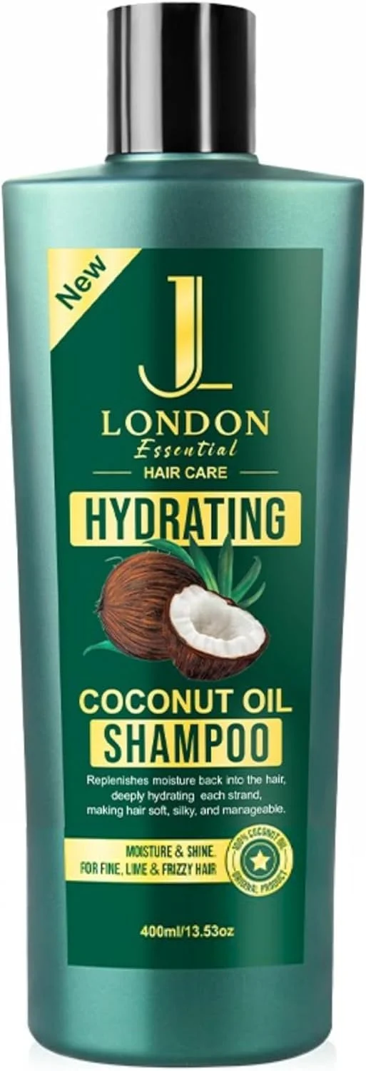شامپو روغن نارگیل آبرسان مو جان لندن JL Essential Hair Care - مناسب برای موهای نازک، بی حالت و وز (400 میلی لیتر)
