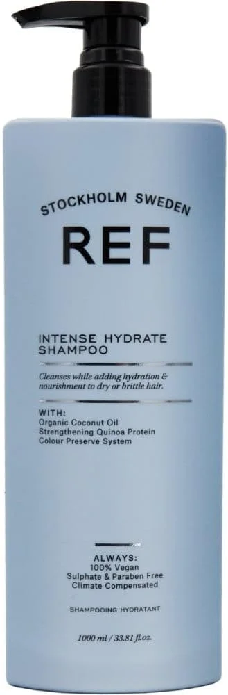 شامپو آبرسان قوی رفرنس آف سوئدن مدل Ref Intense Hydrate حجم 1000 میلی لیتر. شامپو بدون سولفات با عصاره های طبیعی که به طور ویژه برای محافظت، تقویت و آبرسانی مو انتخاب شده است.