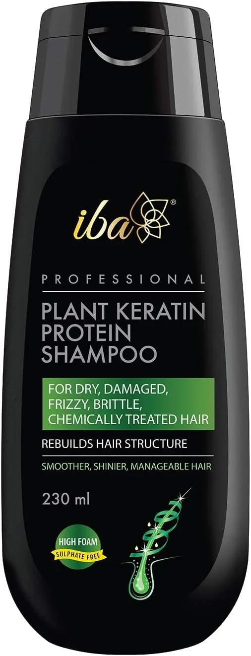 شامپو پروتئین کراتین گیاهی حرفه ای ایبا، بدون سولفات، بدون پارابن، فرمول کف کننده قوی برای موهای خشک، وز و آسیب دیده، شفاف، 230 میلی لیتر شامپو پروتئین کراتین گیاهی حرفه ای ایبا، بدون سولفات، بدون پارابن، فرمول کف کننده قوی برای موهای خشک، وز و آسیب دیده، شفاف، 230 میلی لیتر