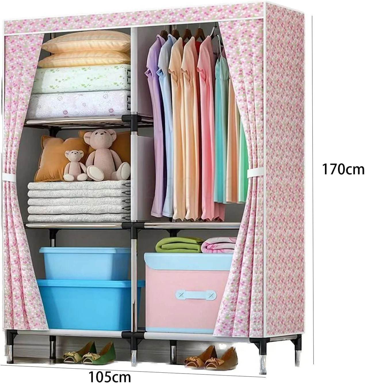 کمد لباس اسکیپی، پارچه آکسفورد تقویت شده و مونتاژ شده، مناسب برای نگهداری لباس کمد لباس اسکیپی، پارچه آکسفورد تقویت شده و مونتاژ شده، مناسب برای نگهداری لباس