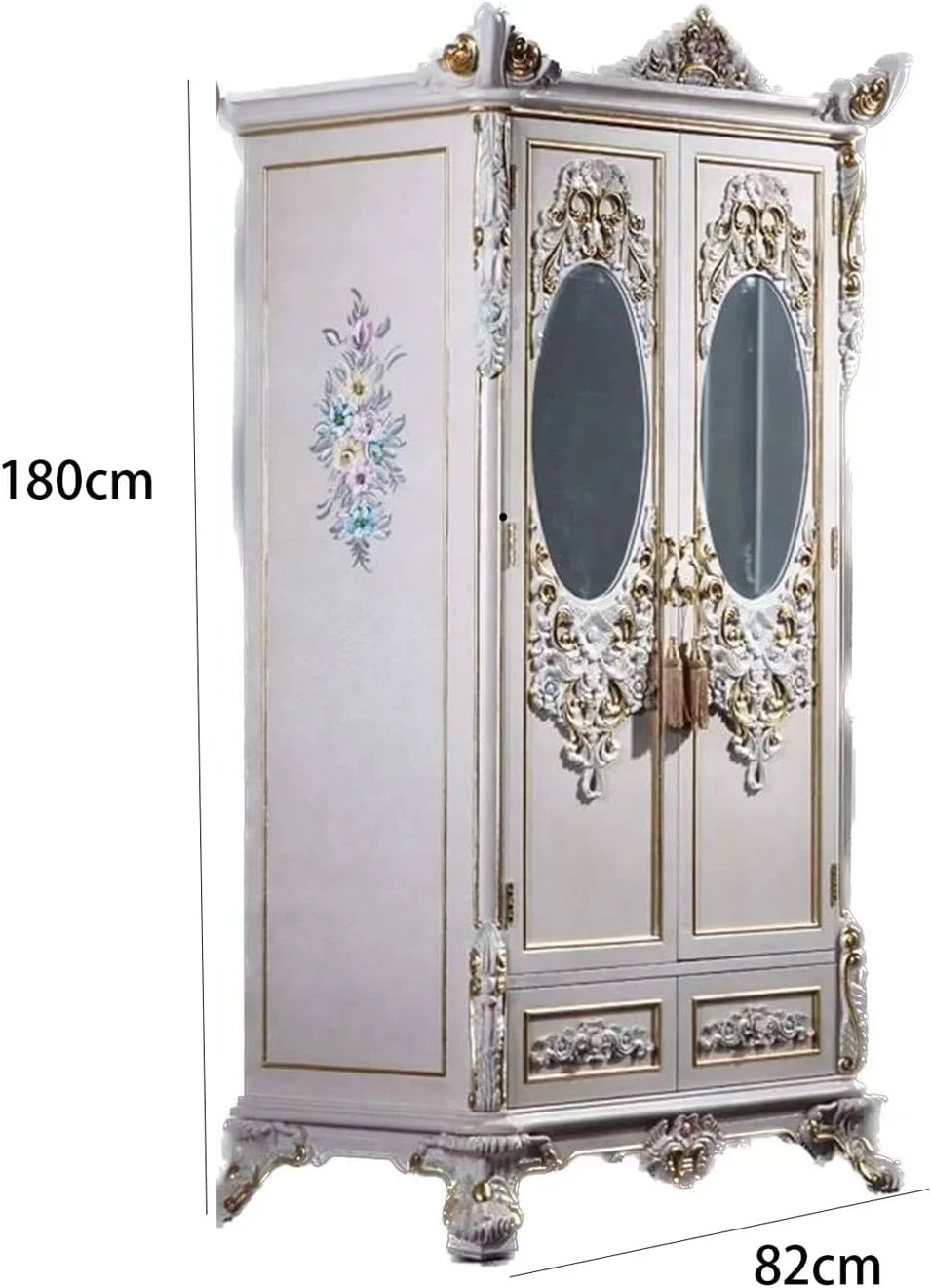 کمد لباس چوبی SKEPPY، کمد دو درب سفید رنگ با طراحی حکاکی شده کمد لباس چوبی SKEPPY، کمد دو درب سفید رنگ با طراحی حکاکی شده