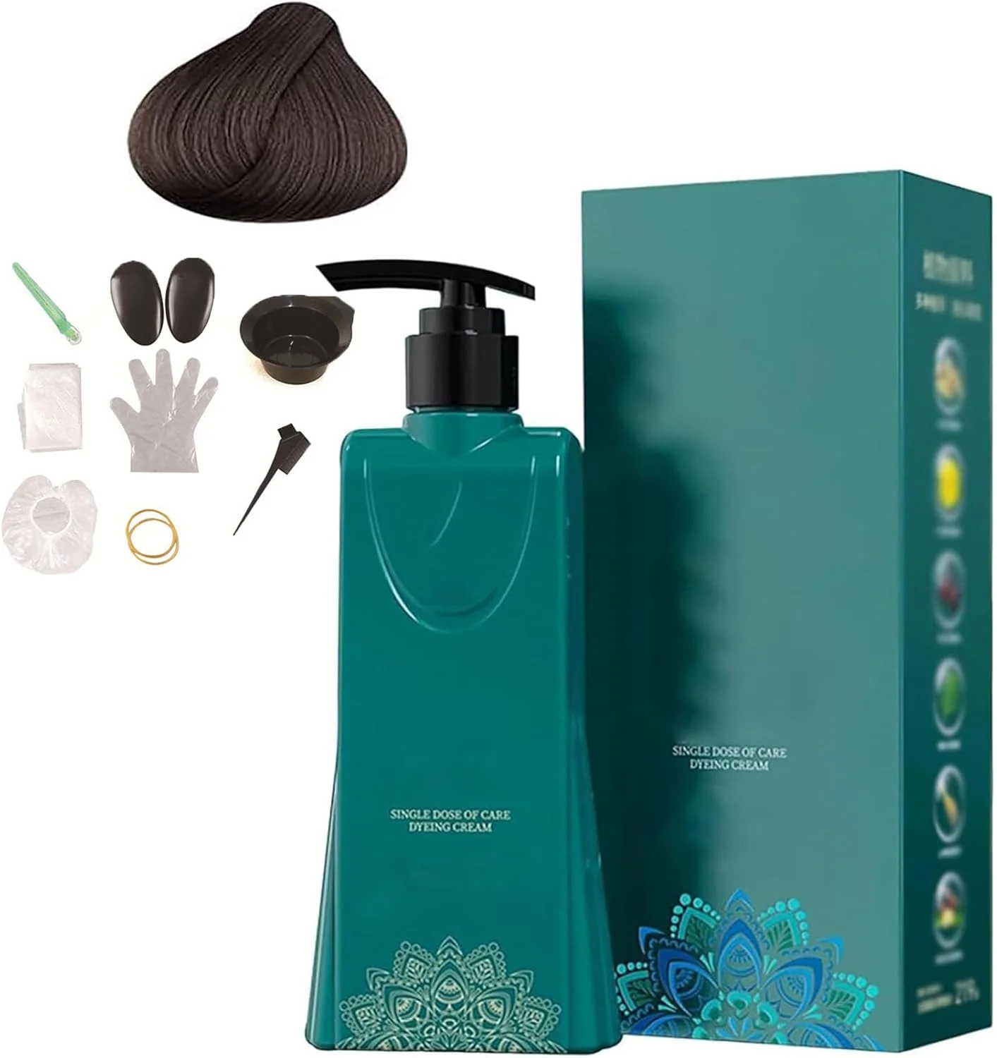 مجموعه رنگ موی ملایم و ماندگار، کرم رنگ موی تک عاملی میائو، کرم رنگ مو گیاهی، شامپو رنگ موی طبیعی و ماندگار برای پوشش موهای سفید (مشکی روشن)