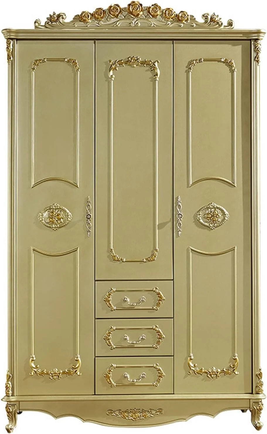 کمد لباس SKEPPY، کمد لباس چوبی جامد، کمد لباس ساده، کمد لباس طلایی شامپاین، کمد لباس چوبی جامد اتاق خواب منزل، کمد لباس سه درب، مبلمان
