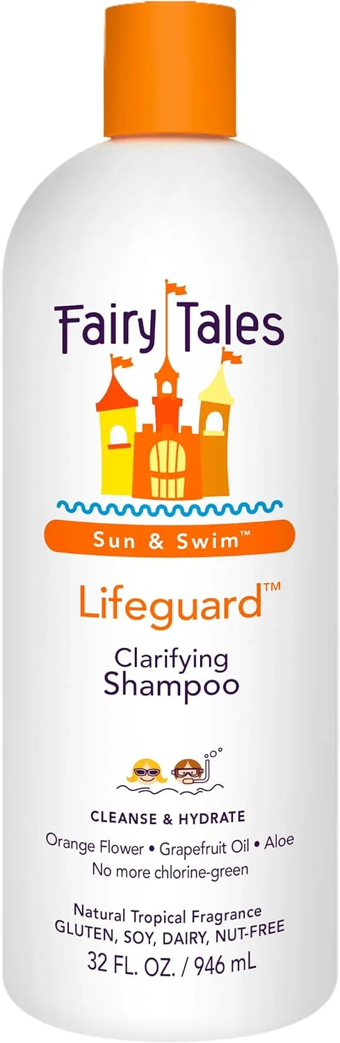 شامپو شنا کودکانه Fairy Tales - 946 میلی لیتر | ساخته شده با مواد طبیعی در ایالات متحده آمریکا | شامپو حذف کلر برای شناگران کودک | بدون پارابن، سولفات یا رنگ های مصنوعی