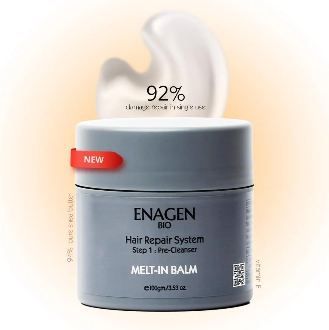 بالم ذوب شونده ترمیم کننده مو قبل از شامپو EnagenBio Ultimate، حاوی 94% کره شی باتر خالص برای ترمیم کوتیکول مو و کنترل وز - مراقبت ممتاز مو
