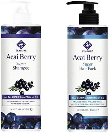 مجموعه شامپو و ماسک مو فوق العاده آکای بری Elabore حجم 475 میلی لیتر