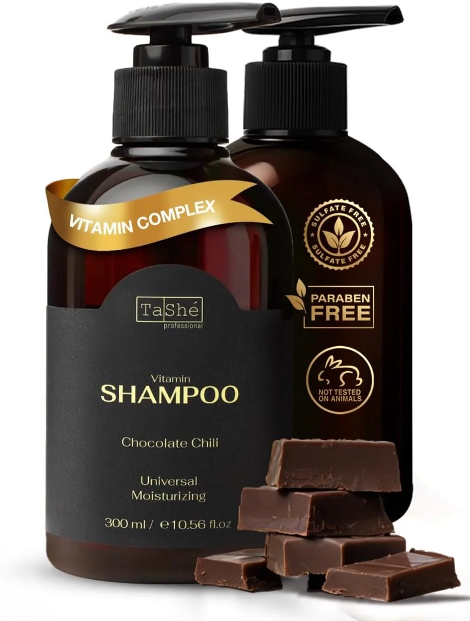 شامپو فلفل شکلاتی - افزایش رشد و حجم مو - غنی شده با ویتامین - مراقبت آیینی بدون سولفات برای موهای خشک و آسیب دیده، 300 میلی لیتر