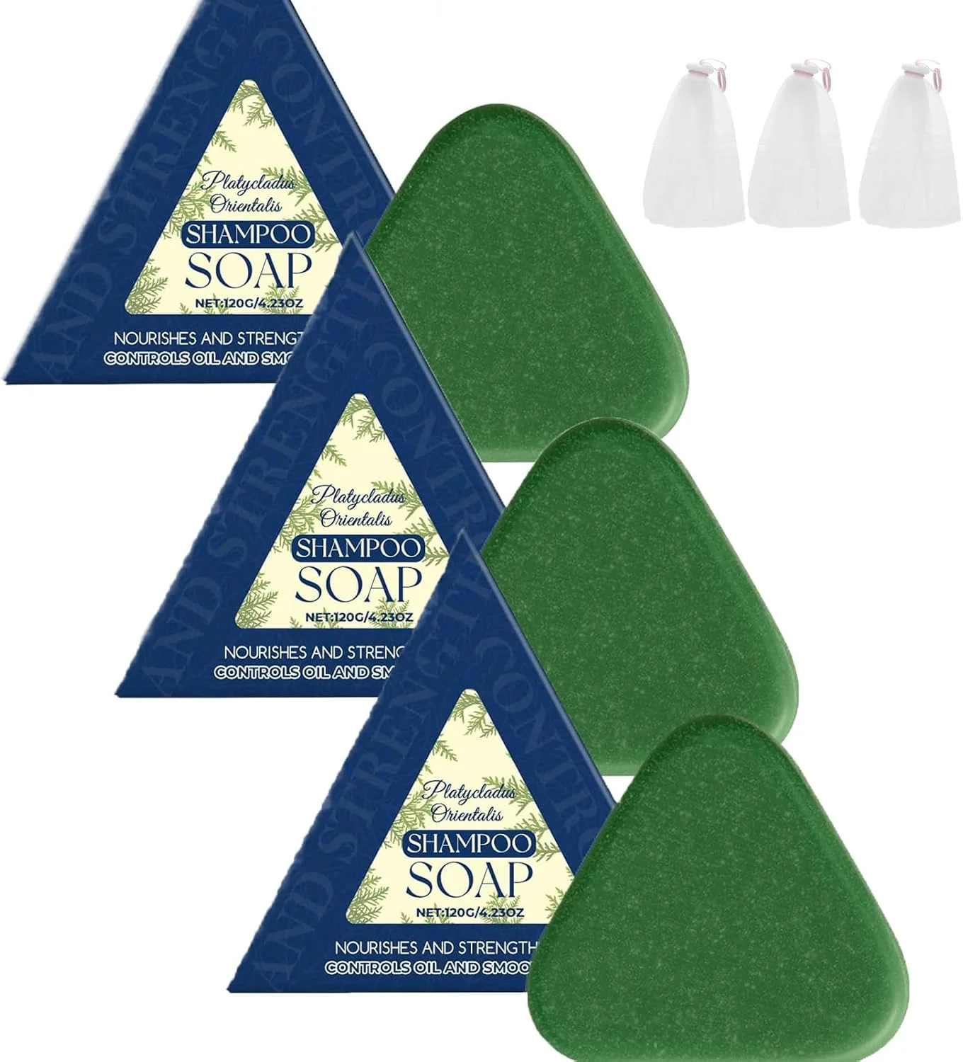 شامپو صابونی - شامپو بار جامد صاف کننده برای موهای خشک، شامپو بار ملایم ترمیم کننده مو، صابون های مراقبت از مو با پاک کنندگی عمیق، مناسب برای سالن، مسافرت، خوابگاه، تعطیلات، بعد از تمرین، موهای وز، بلند و فر (3 عدد)