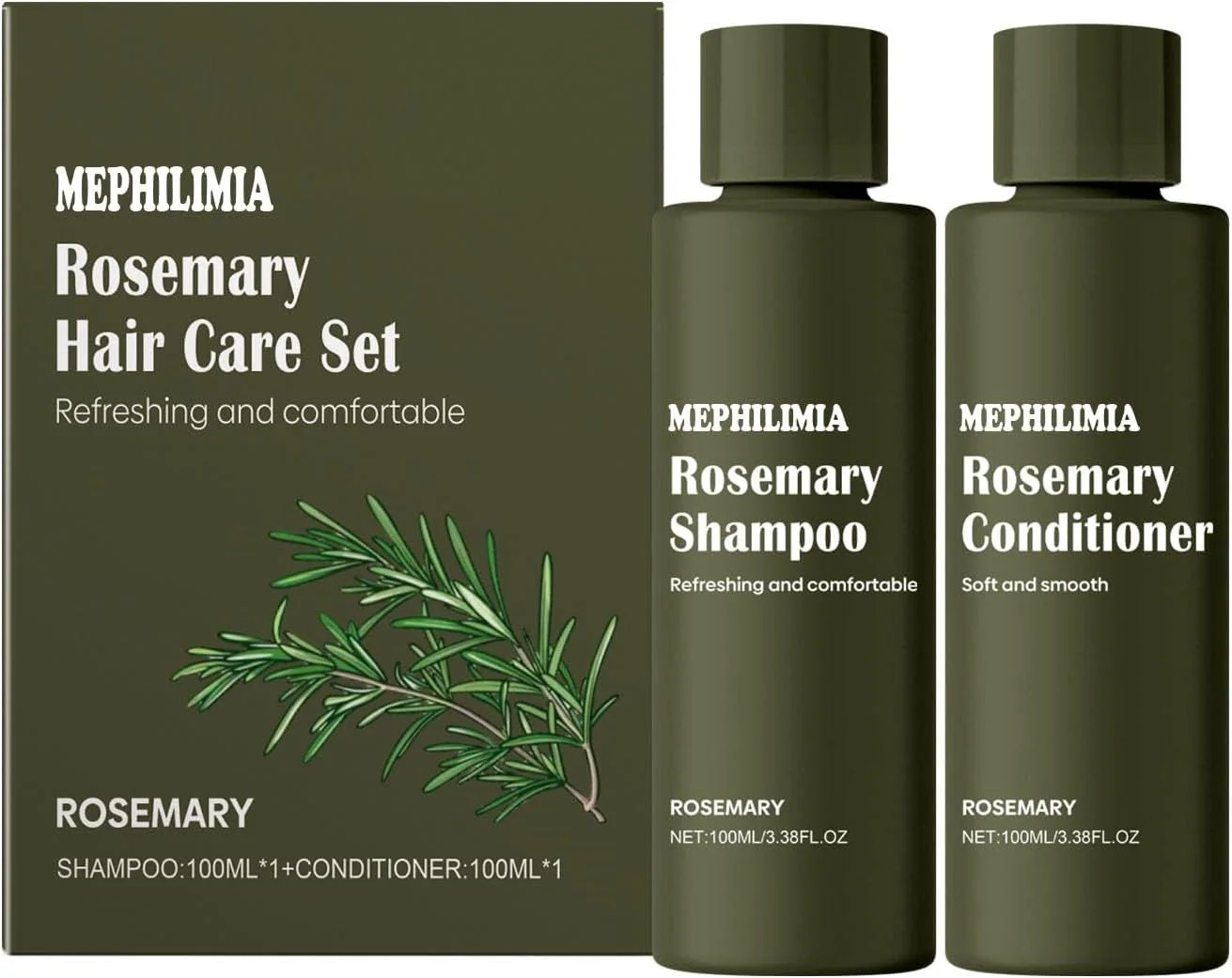 مجموعه شامپو و نرم کننده رزماری MEPHILIMIA برای رشد مو، ضد ریزش مو، ضد وز، تغذیه کننده پوست سر، نرم کننده مرطوب کننده مو برای آقایان و خانم ها