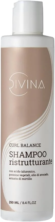 شامپو بازسازی کننده موهای فر DIVINA BLK برای موهای موج دار، فر، فوق العاده فر و آفرو، درمان ترمیم کننده و متعادل کننده فر (250 میلی لیتر)