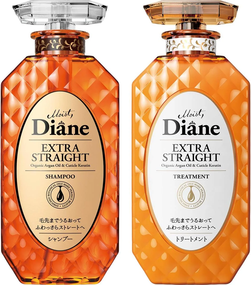 شامپو صاف کننده و مرطوب کننده موهای مجعد DIKAYI Diane Moist Perfect Beauty Extra Straight & birds - Tomento set 450ml × 2