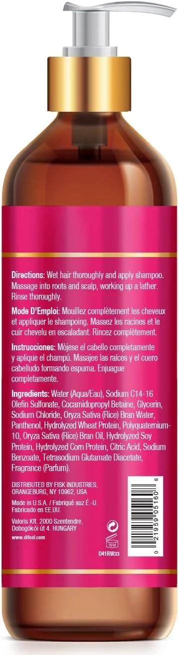 شامپو آب برنج دیفیل 1000 میلی لیتر - شامپو تقویت کننده بدون سولفات برای انواع مو