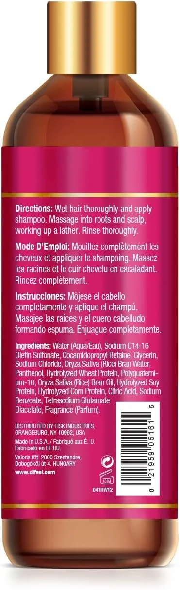 شامپو آب برنج دیفیل 355 میلی لیتر - شامپو تقویت کننده بدون سولفات برای انواع مو