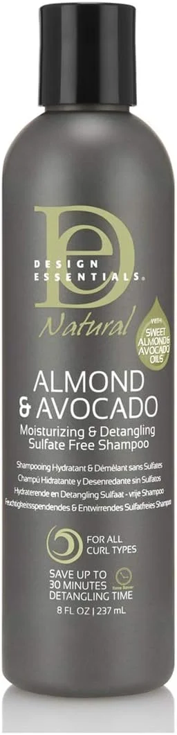 شامپو فوق العاده مرطوب کننده و باز کننده گره مو بدون سولفات دیزاین اسنشیالز نچرال - مجموعه بادام و آووکادو 236 میلی لیتر