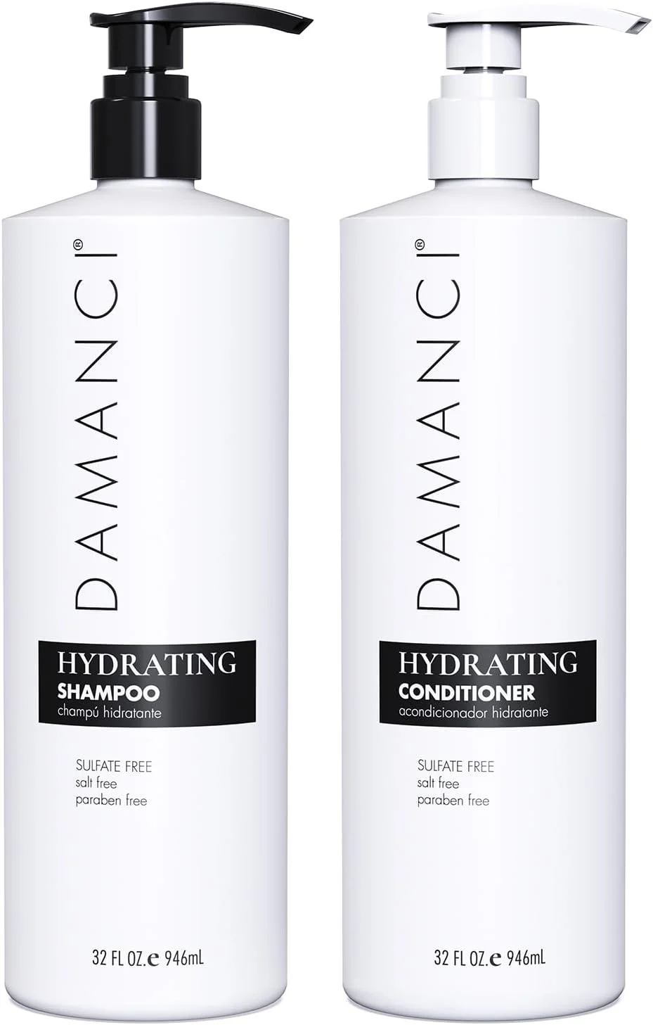 مجموعه شامپو و نرم کننده آبرسان و مرطوب کننده مو دمانسی برای موهای خشک، آسیب دیده و وز، بدون پارابن، بدون سولفات، بدون نمک، فرمول مغذی با کراتین، کلاژن و عصاره های گیاهی طبیعی 946 میلی لیتر