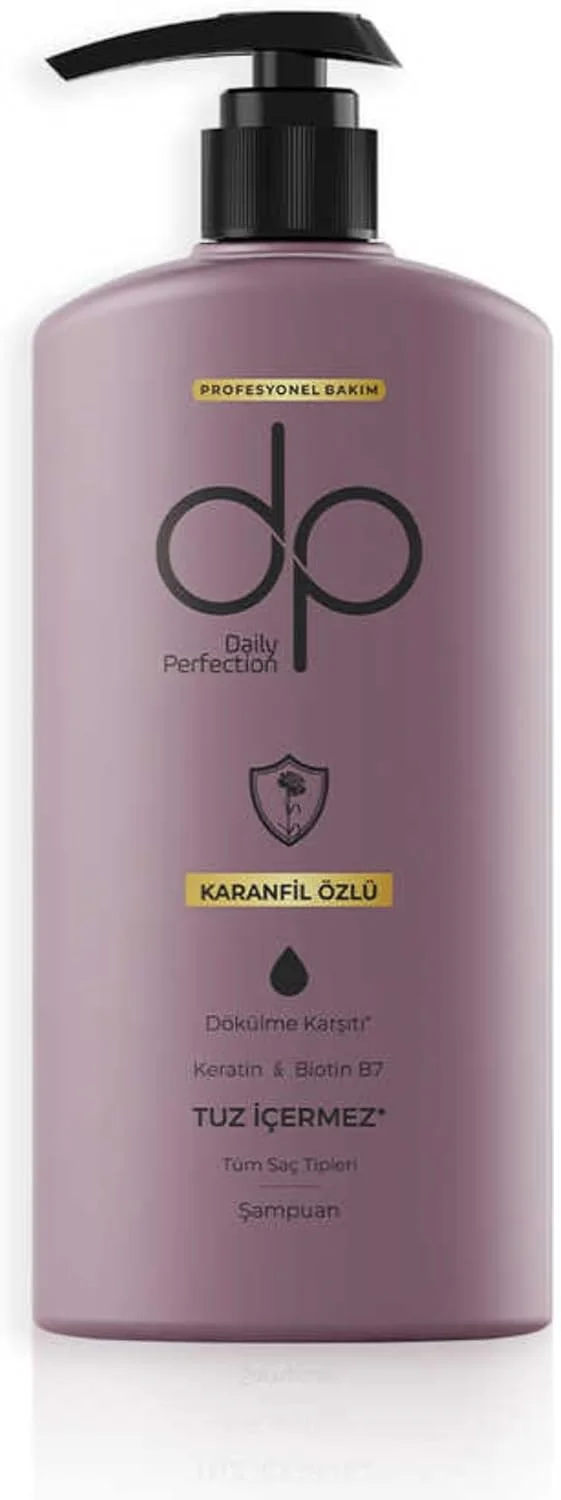 شامپو روزانه پرفکشن dp - بدون نمک - حاوی کراتین و بیوتین - ترمیم کننده و مغذی - برای انواع مو - انواع مختلف - 425 میلی لیتر (روغن میخک)
