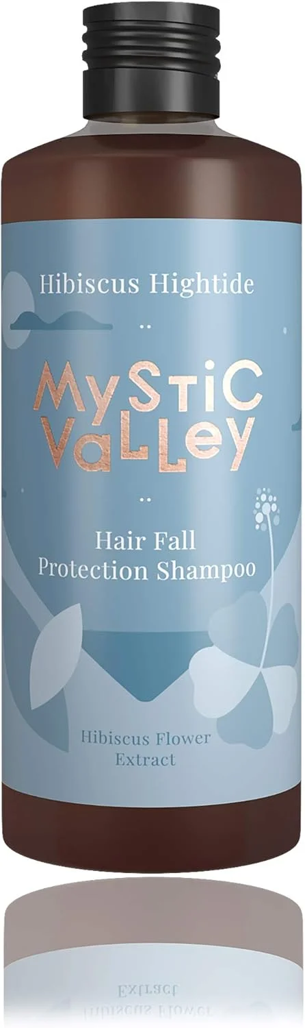 شامپو کنترل ریزش مو Mystic Valley با عصاره گل ختمی برای رشد مو، بدون سولفات و پارابن 350 میلی لیتر