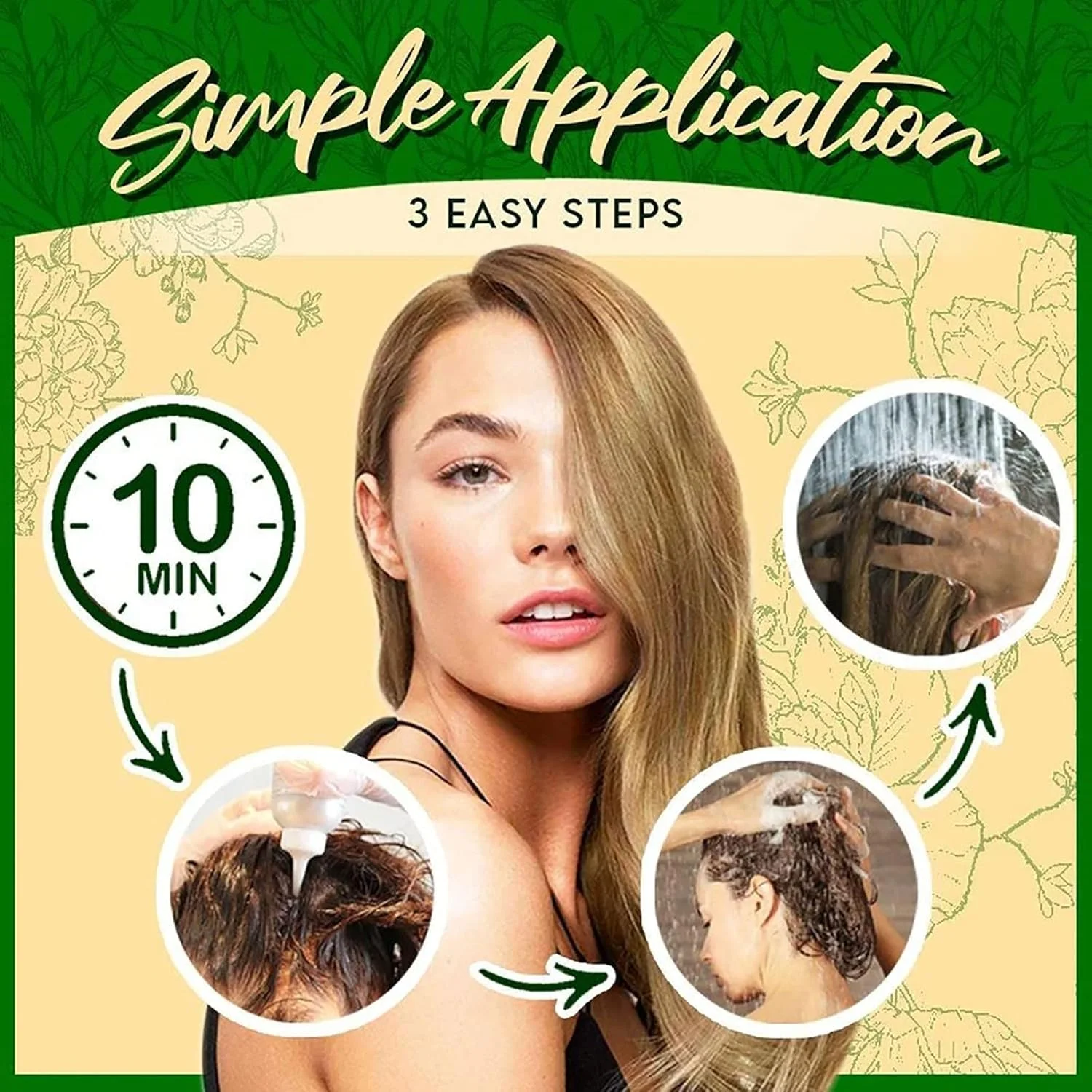 شامپو رنگ مو گیاهی 3 در 1، 500 میلی لیتر، شامپو تیره کننده موی گیاهی 10 دقیقه ای، شامپو رنگ موی گیاهی طبیعی مراقبت از مو بدون آسیب به پوست سر، رنگ موی چند رنگ، مناسب برای خانم ها و آقایان (قهوه ای تیره)