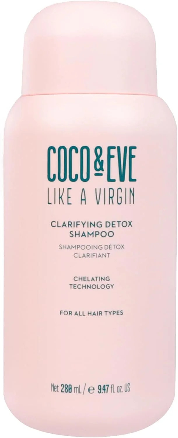 شامپو سم زدای Coco & Eve و Clarifying Detox رسوبات آب سخت را با سرکه گل بامیه از بین می برد، سموم پوست سر را پاکسازی می کند، برای موهای رنگ شده بی خطر و ملایم بر روی پوست (280 میلی لیتر)