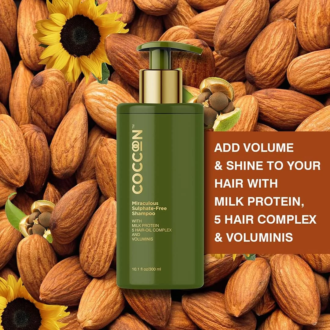 شامپو بدون سولفات معجزه آسای کوکون مناسب بانوان و آقایان | مناسب انواع مو | حاوی ترکیبات فعال طبیعی پروتئین شیر و 5 روغن ضروری مو | کاهش ریزش مو و ترمیم موهای آسیب دیده، نرم، ابریشمی و قوی تر | 300 میلی لیتر