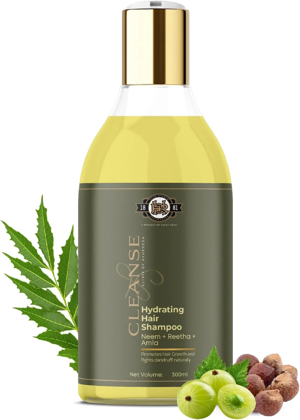 شامپو آبرسان مو آیورودیک کلینز (200 میلی لیتر) با آملا، ریتا و نیم | شامپو ضد شوره ویتامین D، H و E برای موهای خشک و وز، شامپو مغذی عمیق و طبیعی برای زنان و مردان