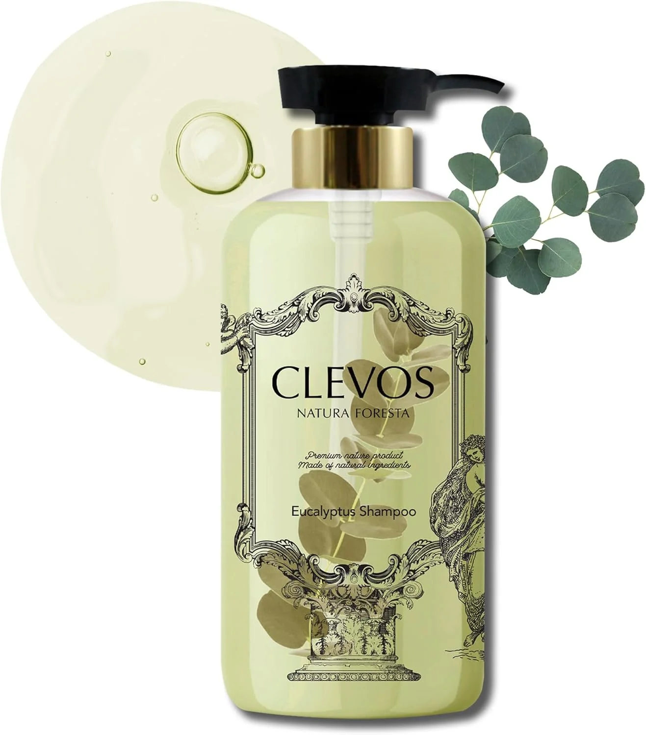 شامپو ارگانیک Clevos (اکالیپتوس) - Natura Foresta برای پوست سر خشک و حساس، اکالیپتوس 530 میلی لیتر، 17.9 fl.oz. به همراه تونر اسانس غنی Whamisa Deep Rich و کرم Makep:rem تماماً طبیعی، بدون سولفات، EWG VE...