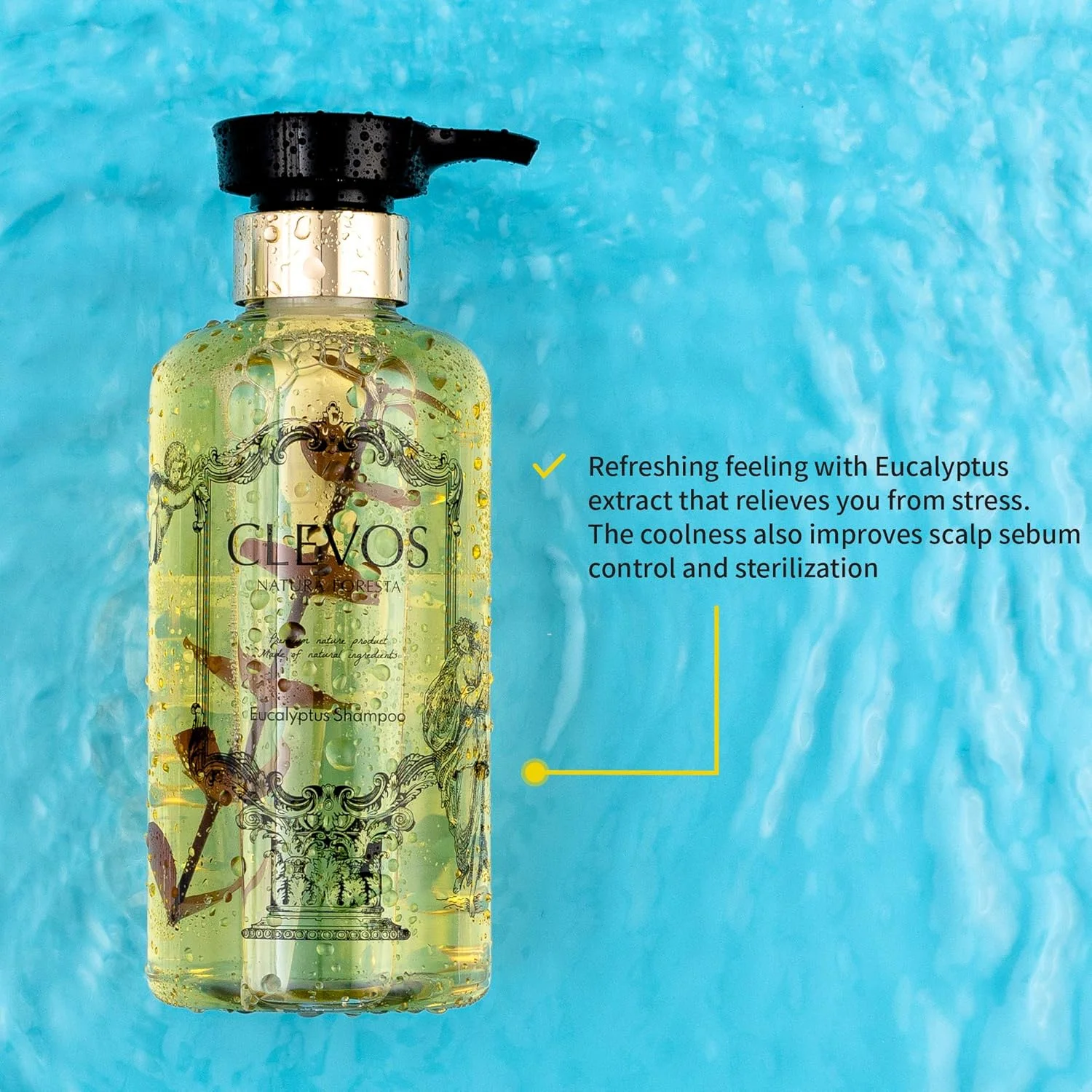 شامپو ارگانیک Clevos (اکالیپتوس) - Natura Foresta برای پوست سر خشک و حساس، اکالیپتوس 530 میلی لیتر، 17.9 fl.oz. به همراه تونر اسانس غنی Whamisa Deep Rich و کرم Makep:rem تماماً طبیعی، بدون سولفات، EWG VE...