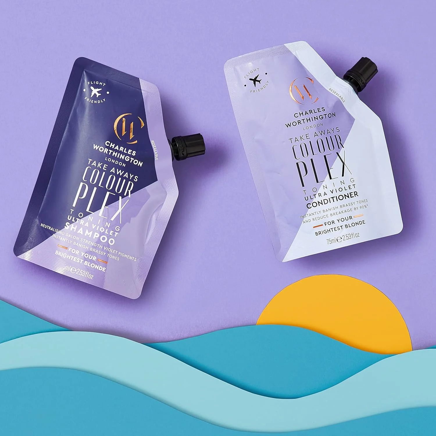 شامپو ضد زردی موهای بلوند چارلز ورتینگتون کالرپلکس، حجم مسافرتی