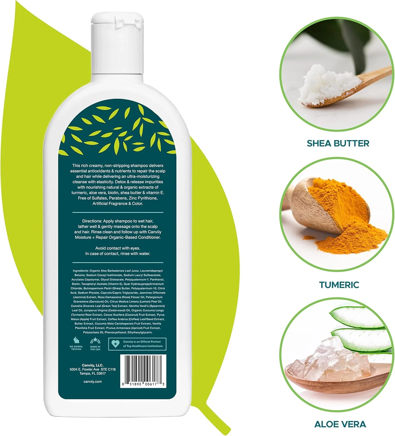 شامپو ارگانیک مرطوب کننده و ترمیم کننده پوست سر Canviiy ScalpBliss، پاک کننده عمیق و ملایم مرطوب کننده با آنتی اکسیدان ها و مواد معدنی طبیعی برای شفاف سازی ناخالصی ها، 355 میلی لیتر (بسته 1 عددی)