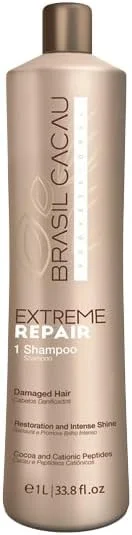 شامپو ترمیم کننده قوی برزیل کاکائو 1 لیتری - محافظت در برابر آسیب با موهایی براق، تغذیه شده و سالم تر