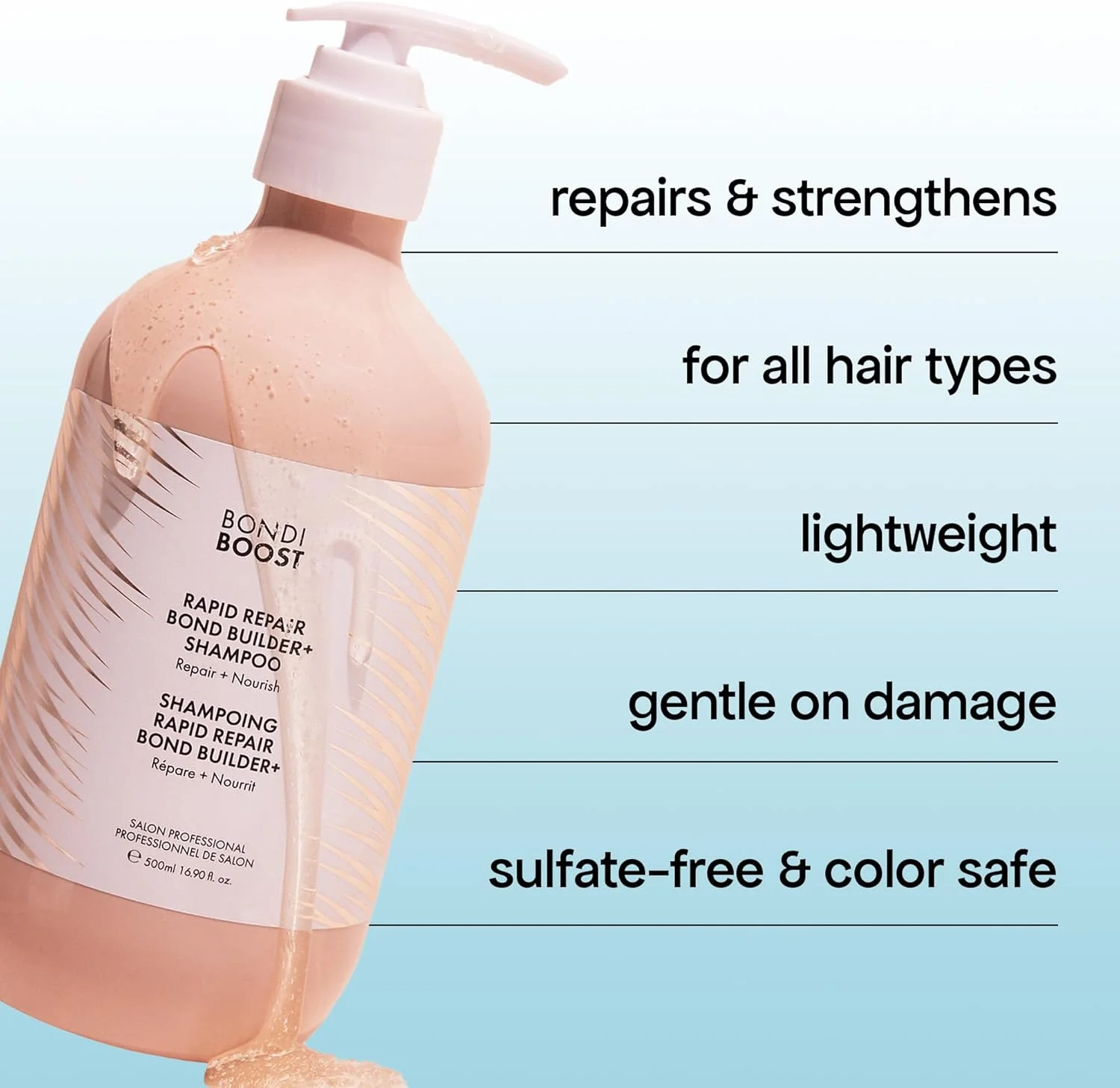 شامپو ترمیم کننده سریع موهای آسیب دیده BONDIBOOST [300 میلی لیتر]، فرمول تقویت کننده برای ترمیم و بازسازی مو، درمان عمیق نرم کننده و مغذی برای نتایج سالم تر