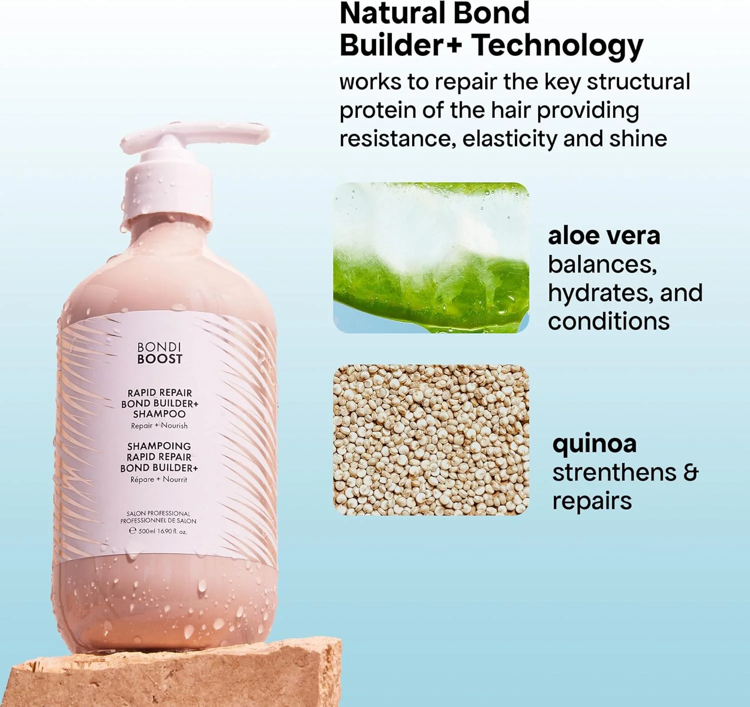 شامپو ترمیم کننده سریع موهای آسیب دیده BONDIBOOST [300 میلی لیتر]، فرمول تقویت کننده برای ترمیم و بازسازی مو، درمان عمیق نرم کننده و مغذی برای نتایج سالم تر