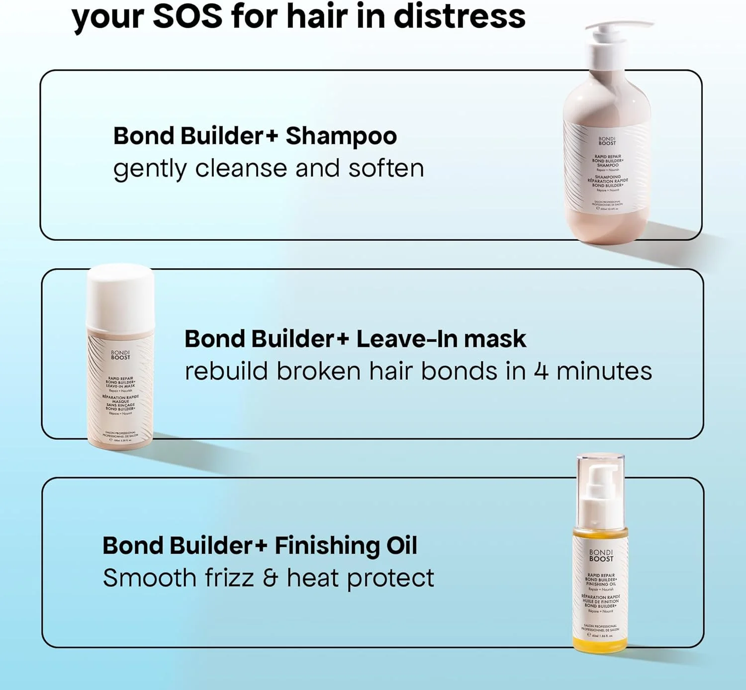 شامپو ترمیم کننده سریع موهای آسیب دیده BONDIBOOST [300 میلی لیتر]، فرمول تقویت کننده برای ترمیم و بازسازی مو، درمان عمیق نرم کننده و مغذی برای نتایج سالم تر