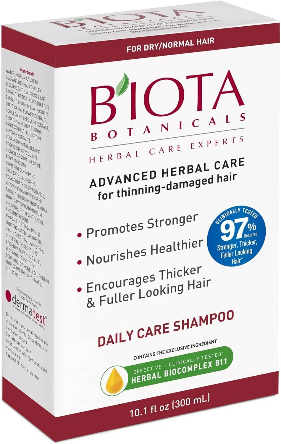 شامپو مراقبت روزانه موهای معمولی/خشک و نازک Biota Botanicals Herbal Care Experts، 300 میلی لیتر (بسته 3 عددی)