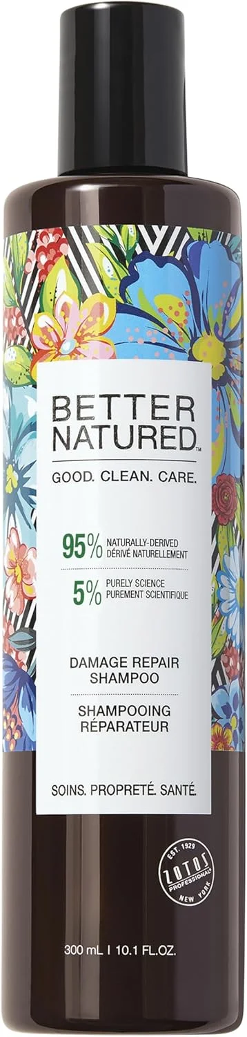 شامپو ترمیم کننده موهای آسیب دیده Better Natured | بازگرداندن رطوبت، درخشندگی و شادابی | موهای خشک، آسیب دیده و زبر | وگان | فاقد پارابن | 300 میلی لیتر