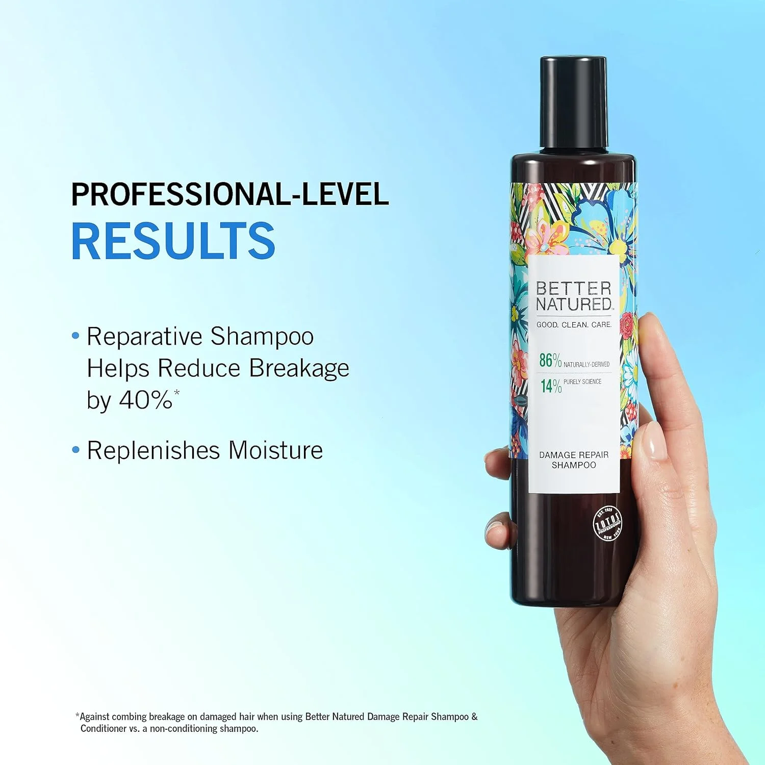 شامپو ترمیم کننده موهای آسیب دیده Better Natured | بازگرداندن رطوبت، درخشندگی و شادابی | موهای خشک، آسیب دیده و زبر | وگان | فاقد پارابن | 300 میلی لیتر