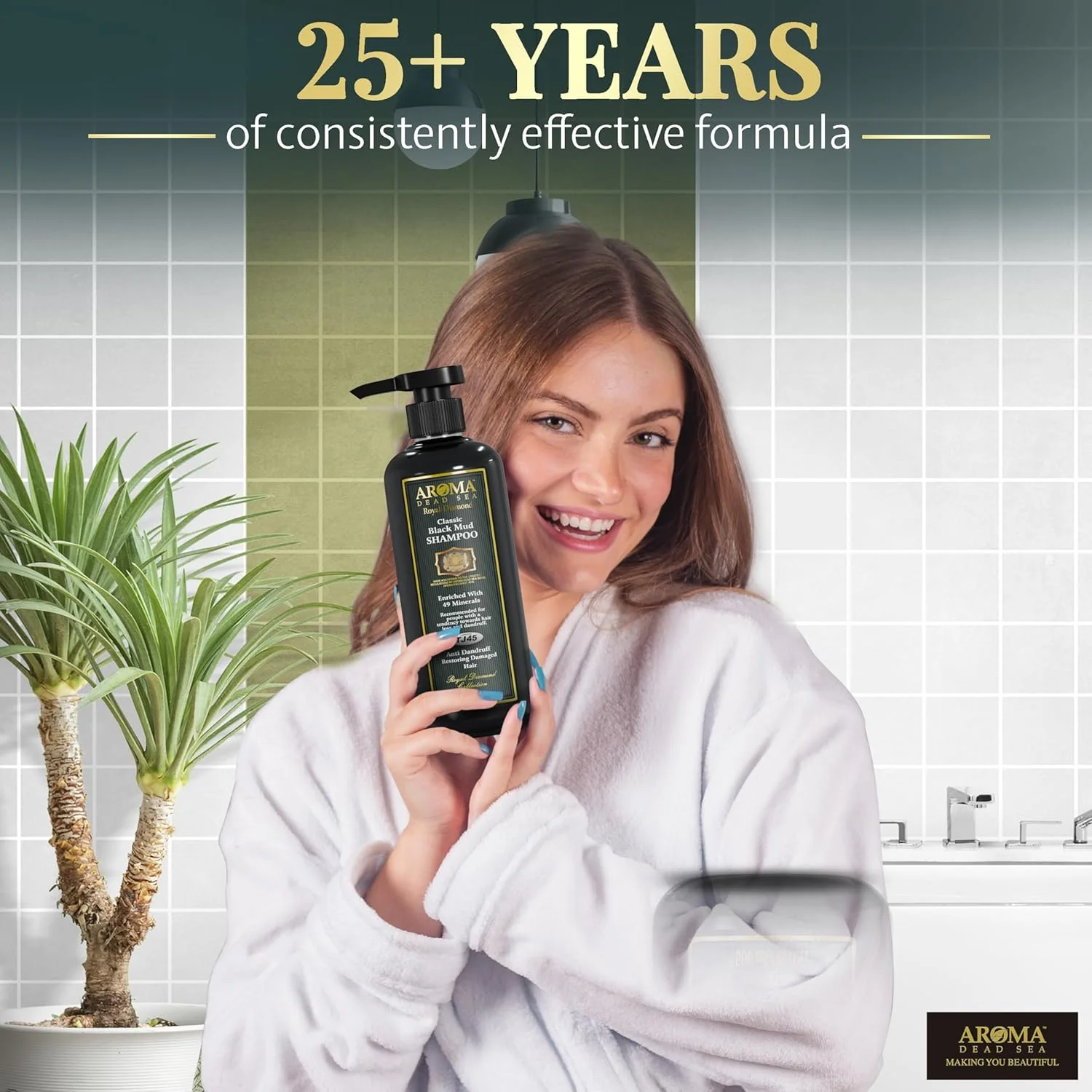 شامپو حاوی گِل سیاه طبیعی دریای مُرده AROMA - بدون سولفات، تقویت کننده رشد مجدد و جلوگیری از ریزش مو، تقویت کننده ریشه، مبارزه با شوره سر، مرطوب کننده برای موهای نازک و آسیب دیده، 562 میلی لیتر شامپو حاوی گِل سیاه طبیعی دریای مُرده AROMA - بدون سولفات، تقویت کننده رشد مجدد و جلوگیری از ریزش مو، تقویت کننده ریشه، مبارزه با شوره سر، مرطوب کننده برای موهای نازک و آسیب دیده، 562 میلی لیتر