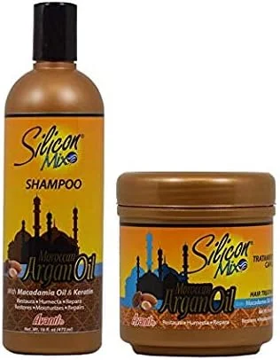 مجموعه شامپو و درمان موی سیلیکون میکس حاوی روغن آرگان 470 میلی لیتر