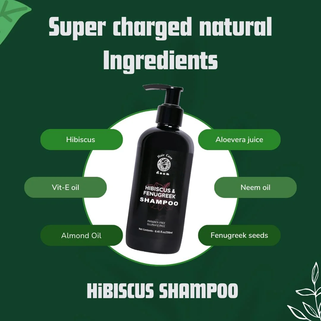 شامپو گل ختمی و شنبلیله AOUM - بدون پارابن | طبیعی و ارگانیک | کمک به کنترل ریزش مو، تقویت رشد مو | ترمیم موهای آسیب دیده 250 میلی لیتر