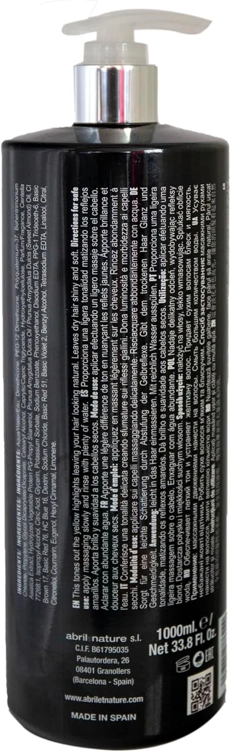 شامپو کربن سیاه آوریل ات نیچر برای موهای زرد، رنگ شده یا خاکستری، محافظت و ترمیم کننده، رطوبت و حالت دهنده بادوام، نرمی و درخشندگی، 1000 میلی لیتر