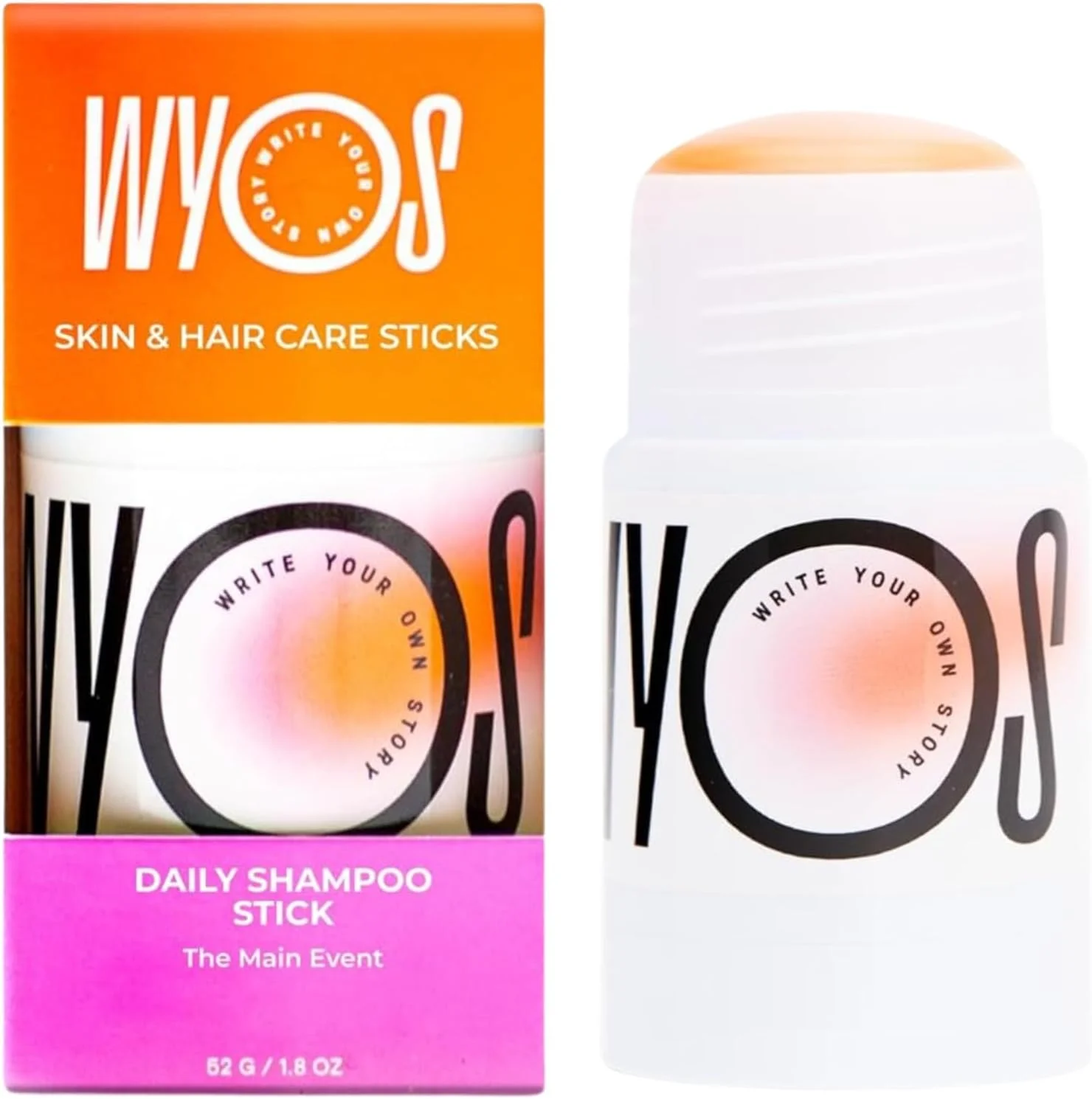 شامپو استیکی بدون سولفات WYOS - شامپو جامد ملایم | محافظ رنگ مو | فرمول غیر خشن | مناسب برای انواع مو | فرمول کف کننده و صابونی که چربی طبیعی مو را از بین نمی برد | مناسب برای مسافرت | رویداد اصلی