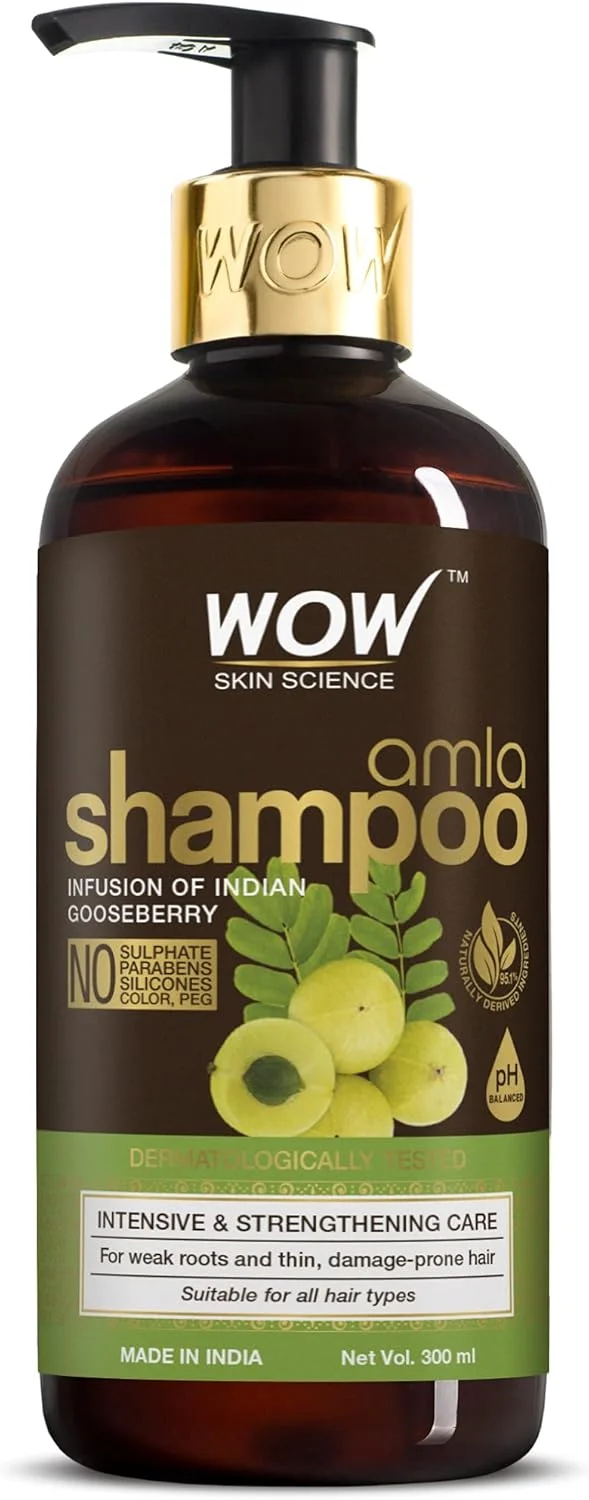شامپو آملا برای موهای ضعیف WOW Skin Science - بدون سولفات، پارابن، سیلیکون، رنگ مصنوعی و PEG - 300 میلی لیتر
