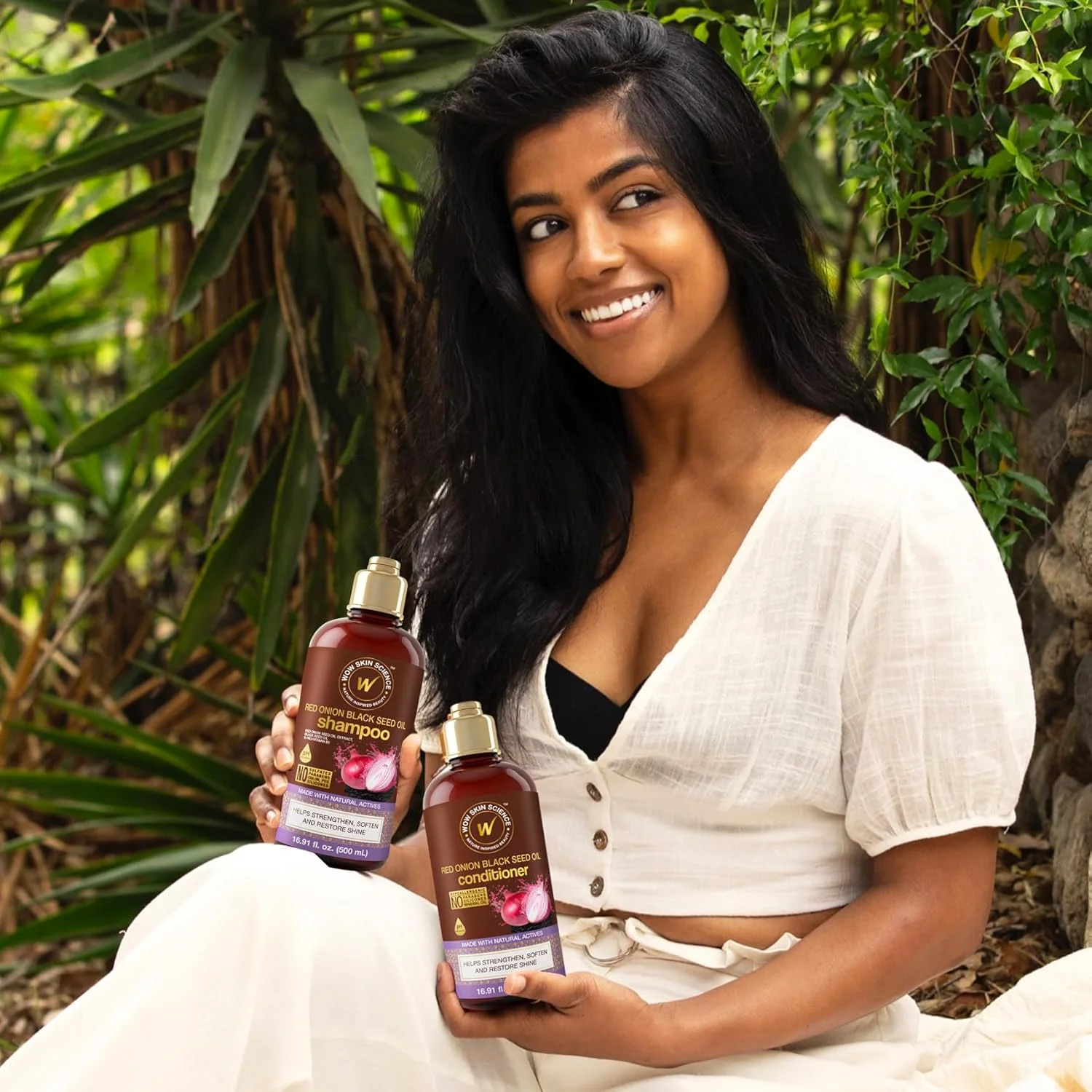 مجموعه شامپو و نرم کننده پیاز قرمز و روغن دانه سیاه واو اسکین ساینس - شامپو و نرم کننده کاملا طبیعی - مجموعه شامپو و نرم کننده برای خارش پوست سر و موهای رنگ شده